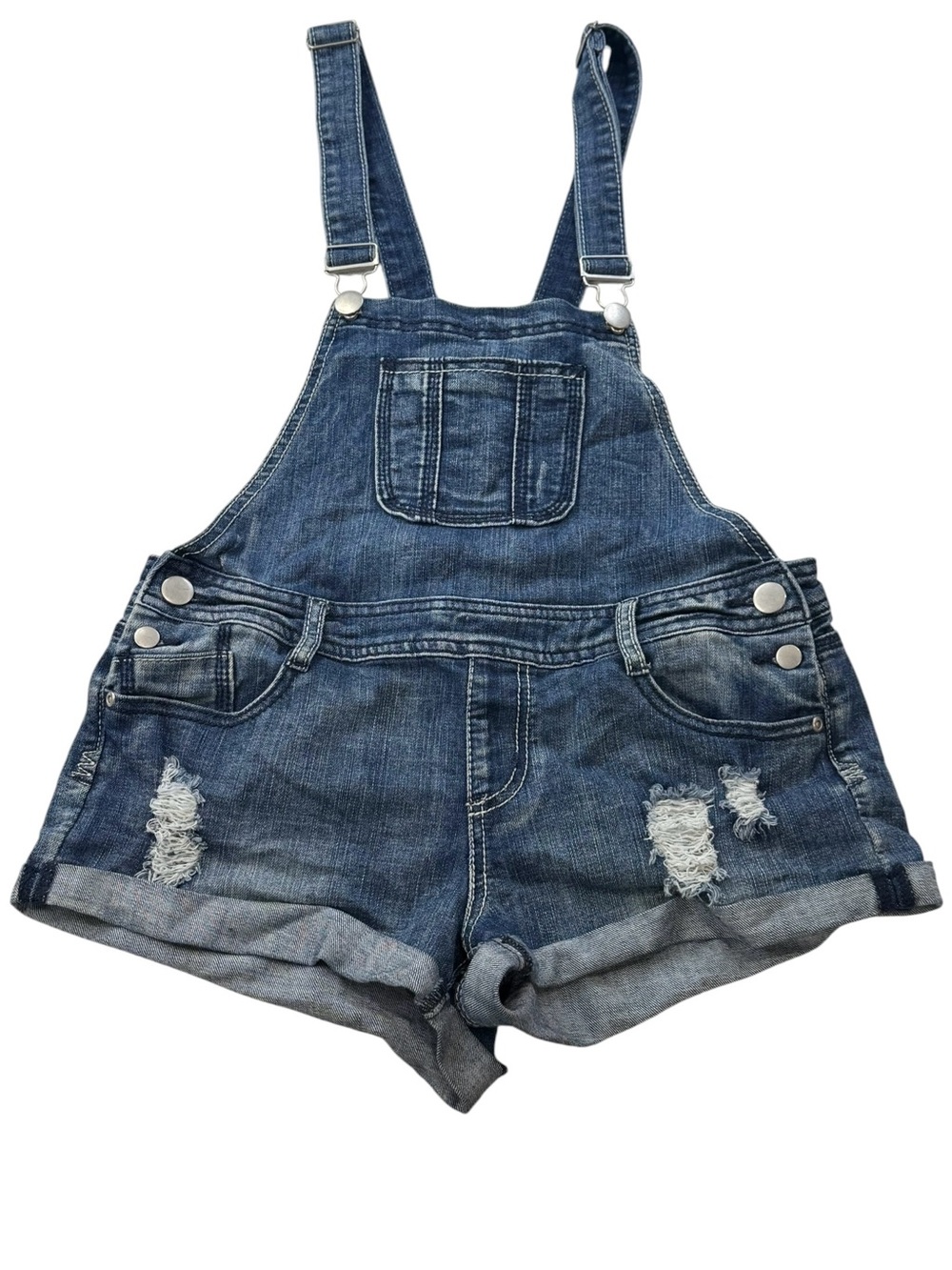 Empyre Denim Shorts Overalls‎ Distressed Blue Size 11 90s Y2K